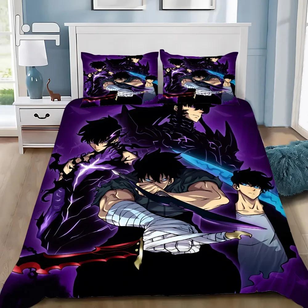 Anime S-Solo L-Leveling Bedding Set Duvet Cover Pillowcase Adult Boy Girl Bedroom Decoration Birthday Gifts Single Large Size