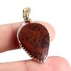 Natural Mahogany Red Obsidian 925 Sterling Silver Gift TwoTone Pendant 1.5" R9e29