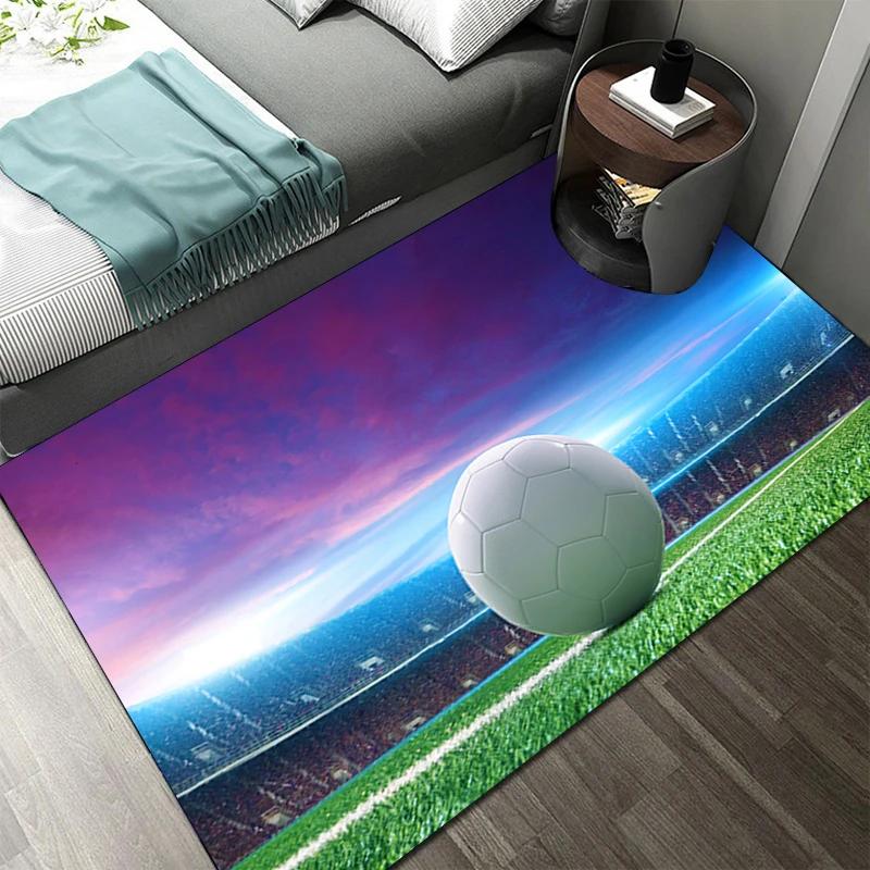 Football Carpet and Rugs Bedroom Living Room Kids 3D Soccer Field Printed Pattern Rug for Children's Play Floor Mat Decoration