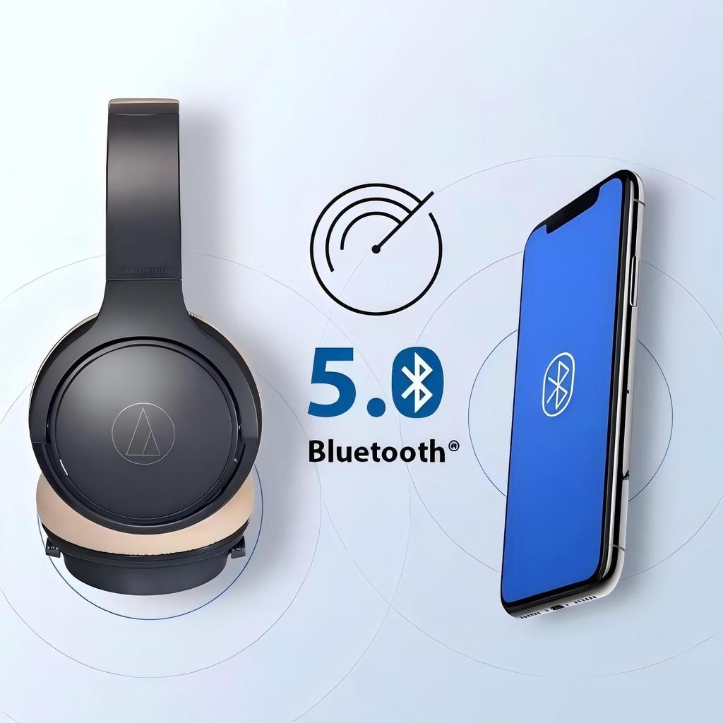 Audio-Technica ATH-S220BT Earphones Head-mounted Noise-reducing Earphones With Built-in Bass, Dual-purpose (Wired and Wireless) Headphones