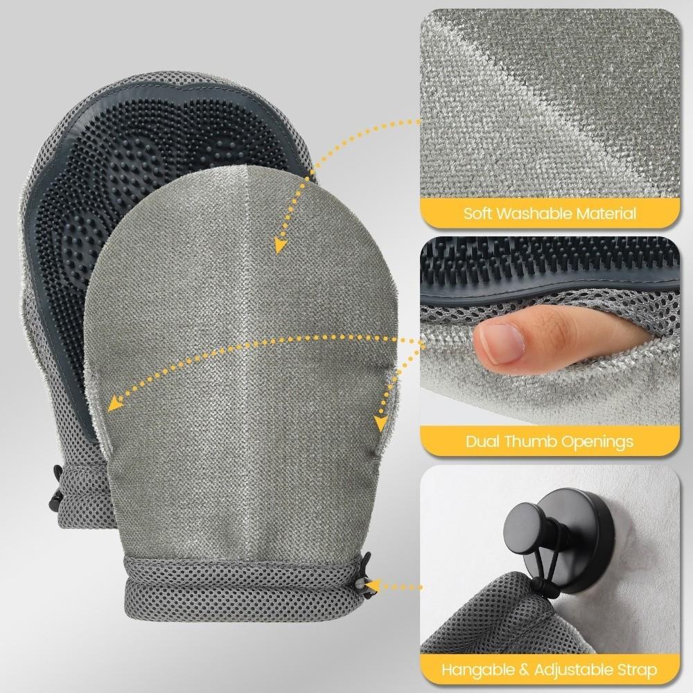 Soft Pet Hair Removal Glove Double-sided Cat Cleaning Brush Pet Detangling Mittens  Massage