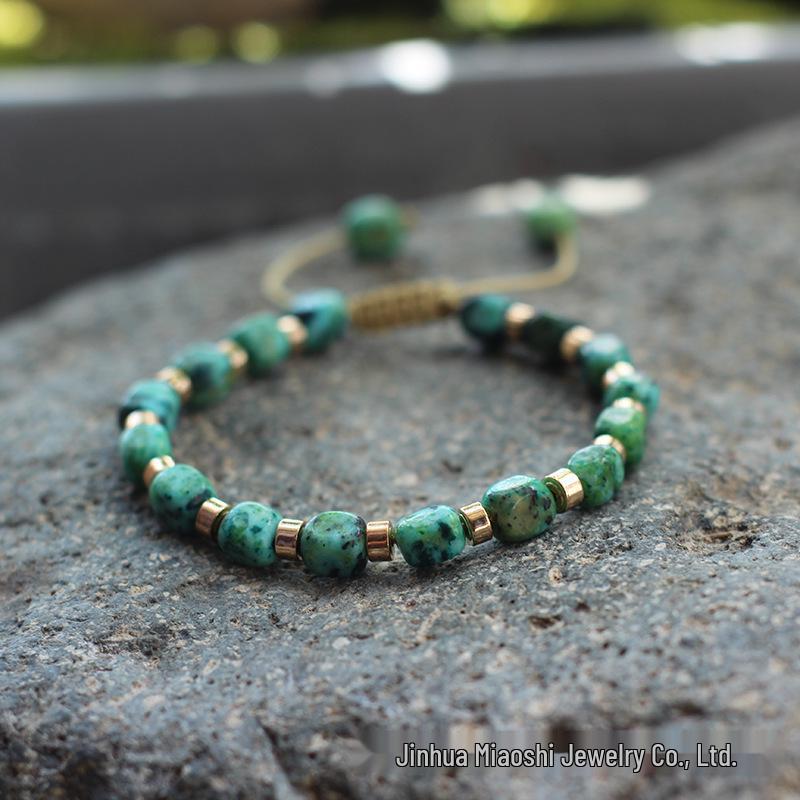 Bohemian Women's Colorful Imperial Shoushan Stone Bracelet, 5*7 Irregular Natural Stone Design