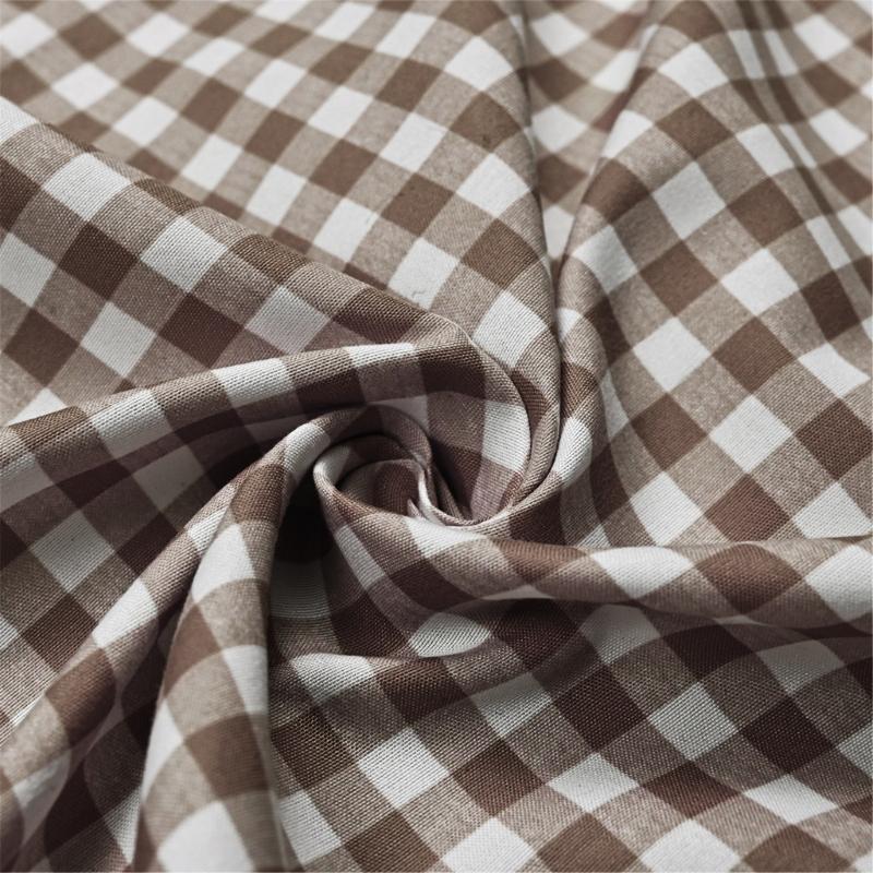 Kitchen Short Curtain Panel with Rod Pocket, Light Filtering Polyester and Gingham Trim for Bath and Cabinet Use