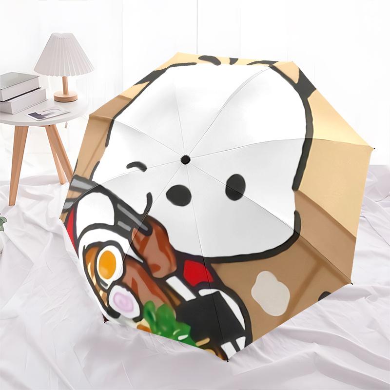 

1pc Chibi Character Ramen Bowl with Automatic Opening Umbrella - Portable Folding Design, 8-Bone Iron Frame, Outdoor, Ideal Gift for Fans, Travelers,