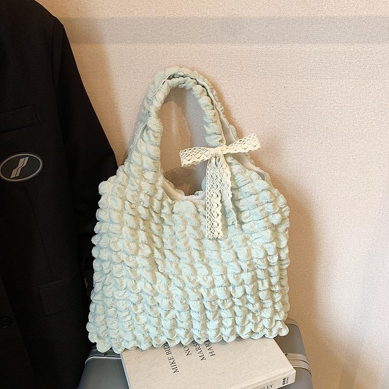 Girl Cloud Puff Flower Shoulder Bag Women's New Summer Canvas Simple Handbag