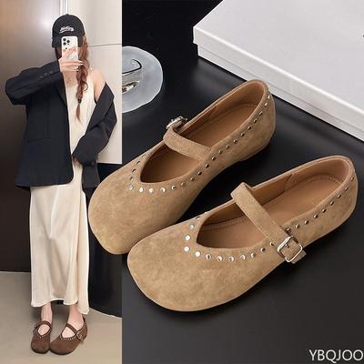 Nuove scarpe basse Suede eleganti Minimaliste Primavera Donna Punta Tonda Scarpe da Passeggio Quotidiano Moda Versatili Scarpe da Donna
