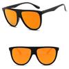Black Oversized Shadow Sunglasses Flat Top Shield Womens Elegant Highquality Eyewear