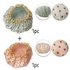 2Pcs Double-Layer Shower Caps, Gold Foil Printed, Soft Stretch Reusable Waterproof Caps for Bathroom and Daily Use