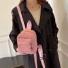 Solid Color Corduroy Mini Backpack Lightweight Daypack Forest Series Double Shoulder Bag Girls