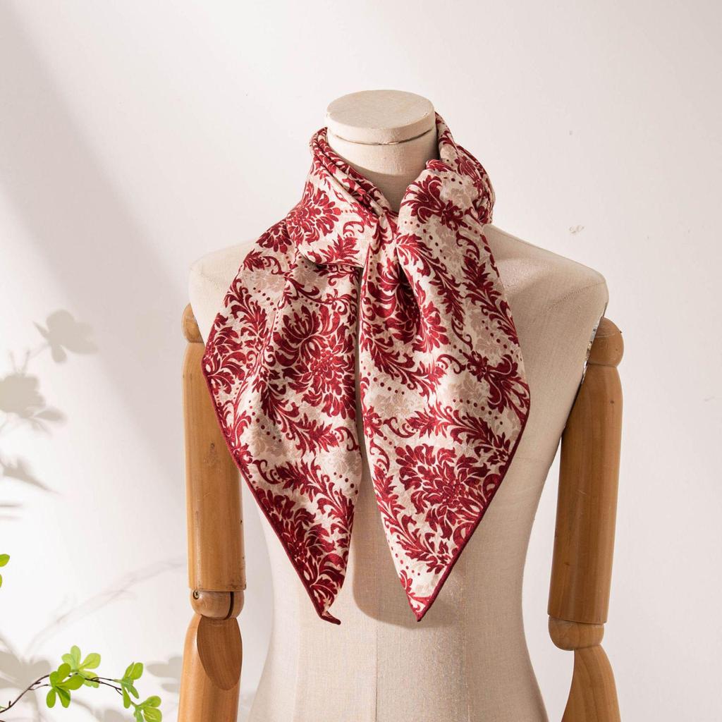 Women's Retro Square Scarf: Fashionable Wool Neck Warmer & Sun Protection Shawl