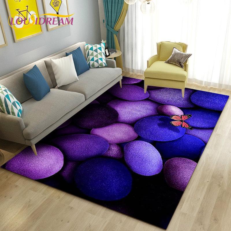 3D Colorful Cobblestone Stone Area Rug,Carpet Rug for Living Room Bedroom Sofa Doormat Kitchen Decoration,Kid Non-slip Floor Mat