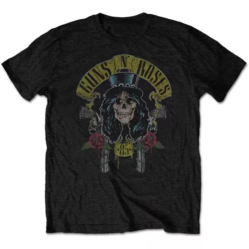 Hot Guns N Roses Band Retro Distressed Rock Loose Brand Oversized Loose Tshirt