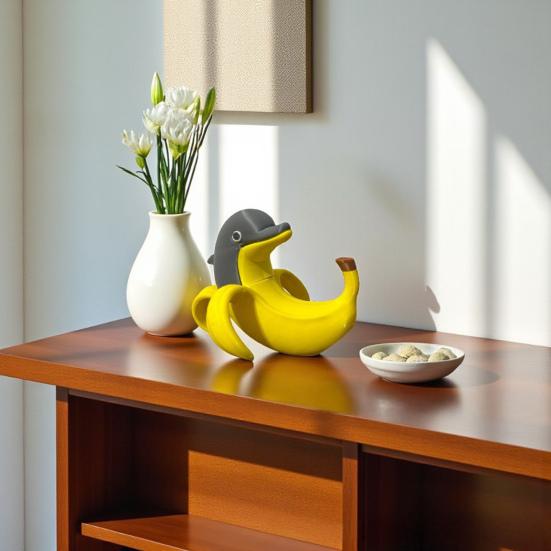 Banana Dolphin Ornament Banana Design Statue with Dolphin Inside Banana-themed Sculpture Home Decoration