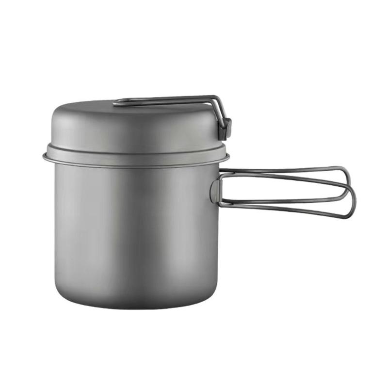 Metal Camping Pots Outdoor Cooking Pots with Folding Handle Camping Cookware for Camping Hiking Picnic Travel