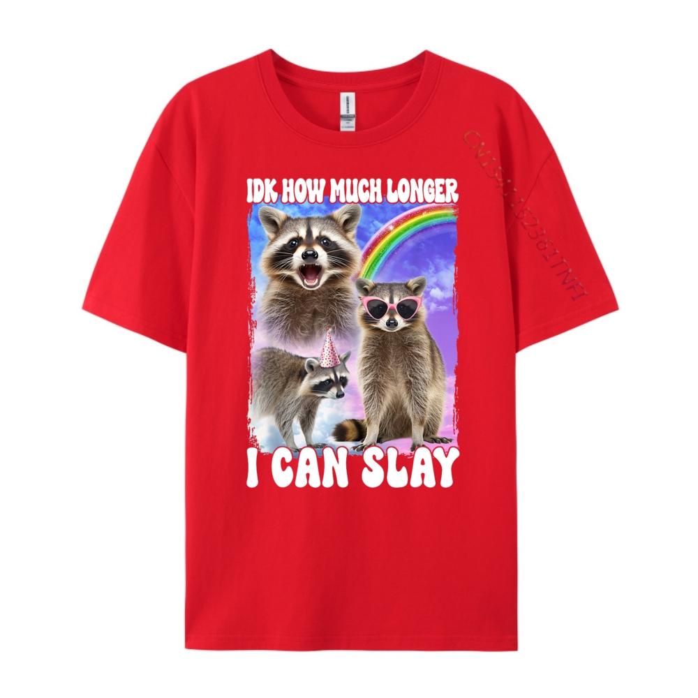 Idk How Much Longer I Can Slay Raccoon Pink Graphic Tees Mens Clothing 2025 Group S