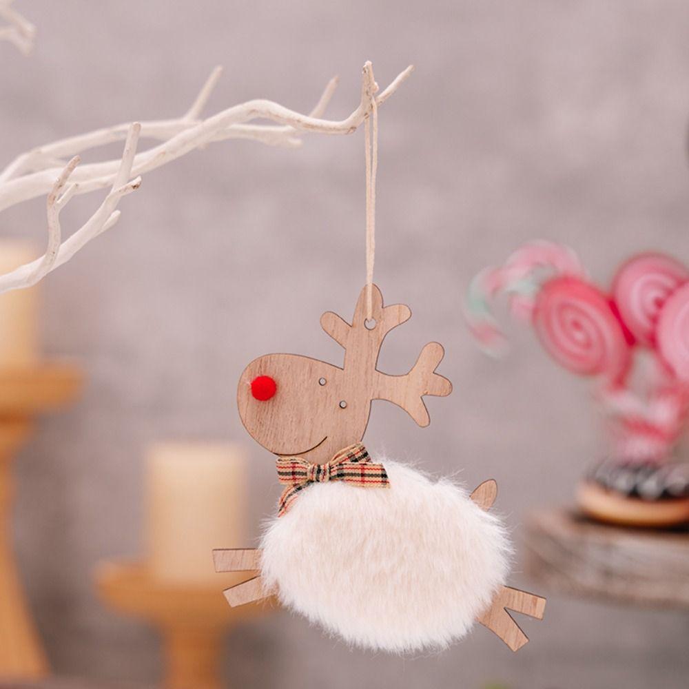 4pcs Cute Christmas Tree Plush Deer Decor Handmade Reindeer Xmas Tree Pendants  New Year Party Gifts