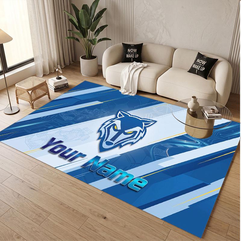 Custom Rug Warrington Wolves Pattern Print Name Text Soft Non‑Slip Floor Carpet for Home Indoor Decoration