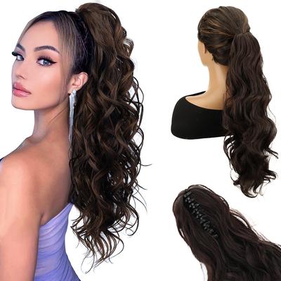 Synthetic Long Wavy Curly Claw Ponytail Wig Extensions Natural High Temperature Fiber Ponytail Wig For Women Daily Wear