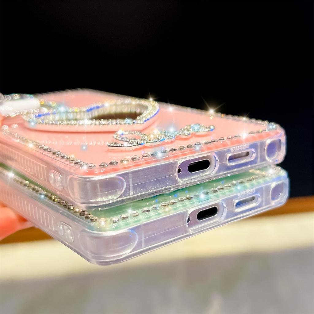 Handmade Sparkly Diamond Heart Mirror IMD Phone Case, Compatible with Samsung S23 Ultra/S24/S25 & A07/A15/A16/A17/A26/A35/A36/A55/A56