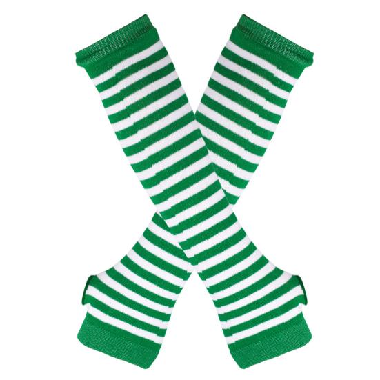Long Striped Arm Warmers for Women Winter Long Fingerless Gloves Casual Knit Elbow Gloves with Thumb Hole