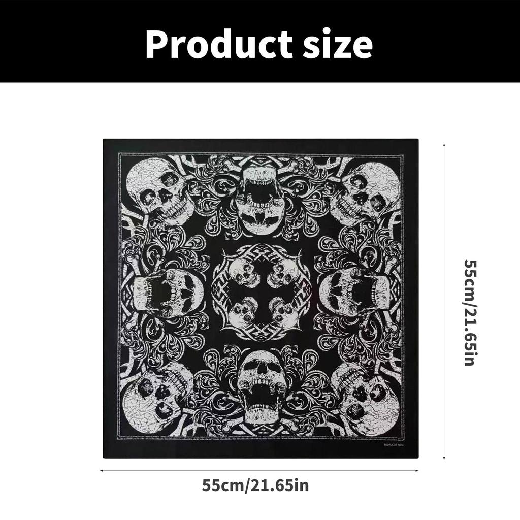 Skull Printed Headscarf for Casual Formal Square Pocket Vintage Bandanas Hiphop Dance Bandana Outdoor Sport Neckerchief