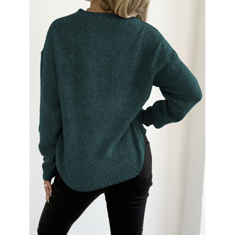 Women's Autumn Winter Pullover Top Women's Floral Velvet Knitted Sweater Casual Base Shirt Round Neck Sweater