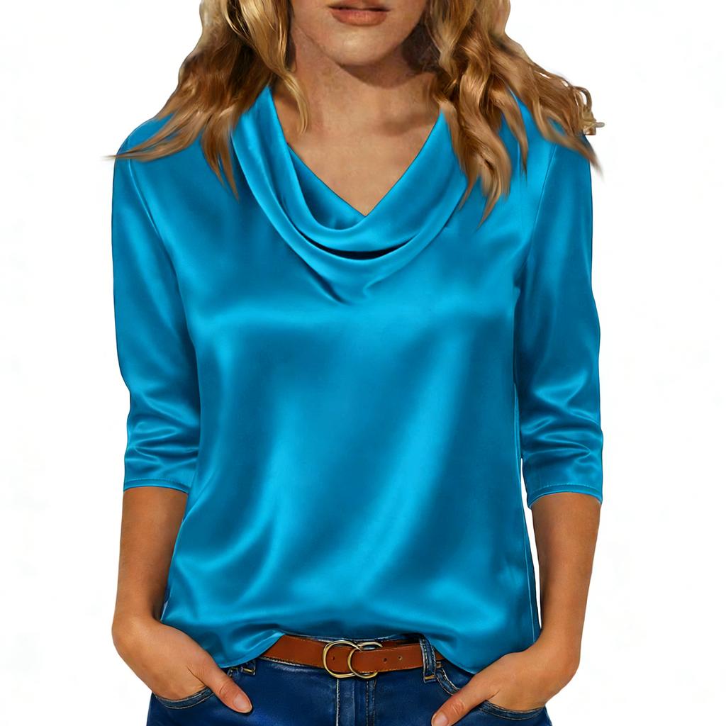 Bluse Für Damen Festlich 3/4 Langarm Hemden Business Casual Outfit Oberteile