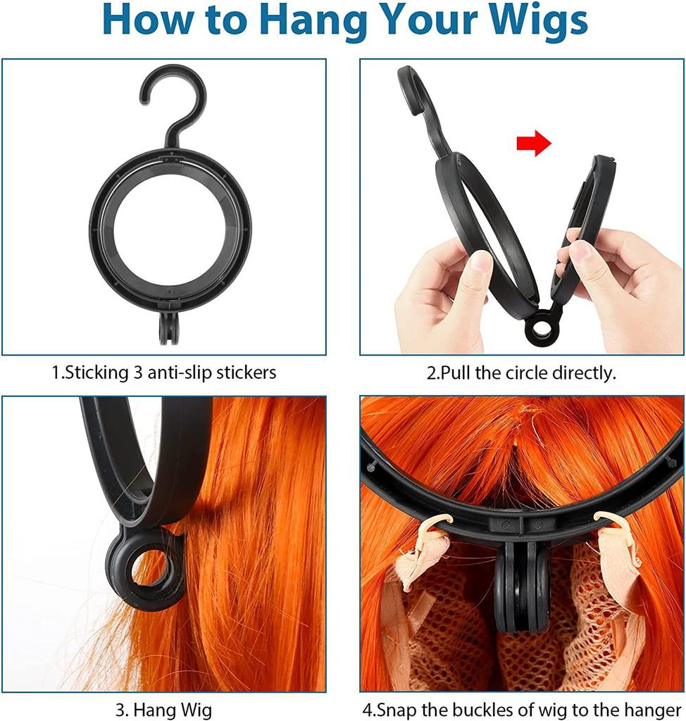 5/10Pcs Wig Hangers Stand For Multiple Wigs Circular Hair Stands For Styling Wigs Black Wig Drying Stand Plastic Hair Holder