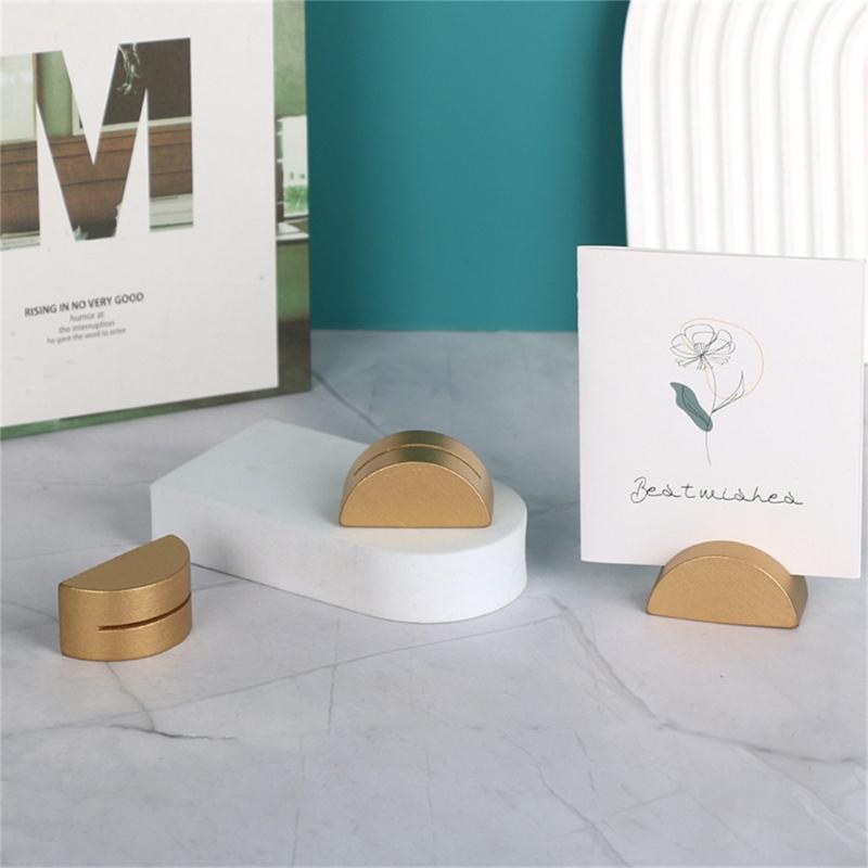 10 Peças Suporte Multifuncional para Cartão de Visita de Negócios Suporte de Número de Mesa de Madeira Suporte Semi Circular para Recados Notas Fotos para Casamento