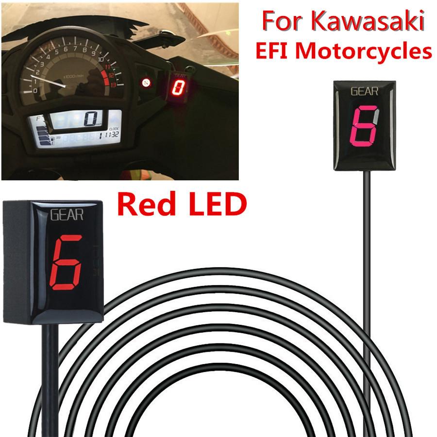 Motorcycle Gear Indicator 0-6 Gear Red LED Display Waterproof For Kawasaki EFI