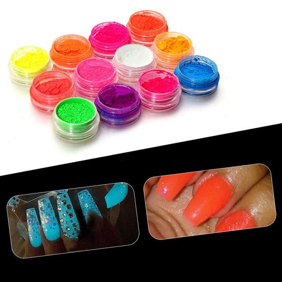 12 Colors Nail Art Tips UV Gel Fluorescent Powder Dust Manicure Decor DIY Tool