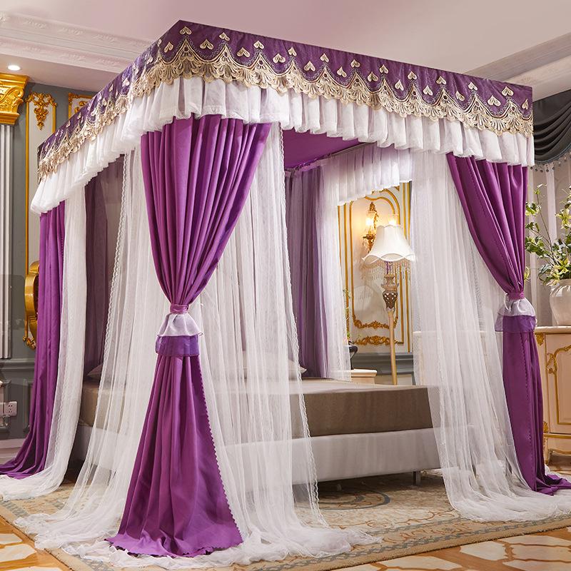 Double Layer Blackout Curtain Mosquito Net with Stainless Steel Bracket - Floor-Standing Design