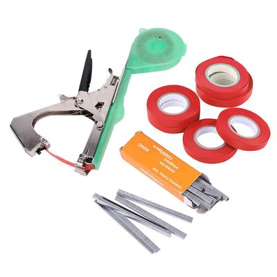 Handbindemaschine mit 6 Klebebandrollen + 1 Schachtel Heftklammern, Pflanzenbindeband, Tapetool, Gartenpflanzenheftgerät, Tapener für Gemüsereben