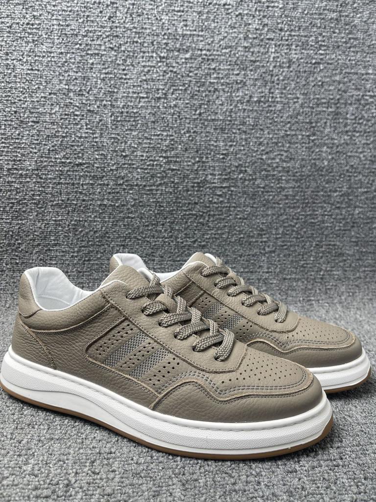 Modne Męskie Buty Codzienne z Prawdziwej Skóry Premium Top Grain Białe Trampki Podeszwa Platformowa Wygodne Trwałe Obuwie Modowe Trampki