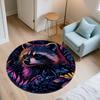 Colorful Raccoon,Round Area Rug,Carpet Rug for Living Room Bedroom Sofa Playroom Decor,Non-slip Floor Mat