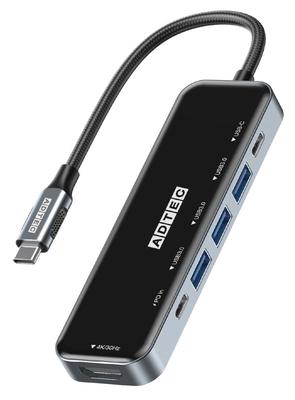 ADTEC Hub Docking Station with PD100W 5Gbps and 6-in-1 USB-C Pass-Through, 4K/60Hz, USB-C, USB-A Ports, AHUB-VA3CP-4K30