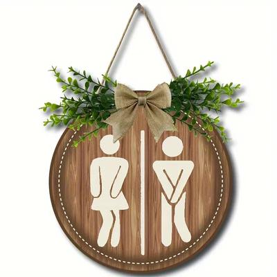 Wooden,Toilet Gender Hanging Sign,Bathroom Decorative Signage,Wall Hanging,Farmhouse Decorative Sign,Coffee Shop,Restaurant,Bar Decorative Signage