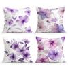 Purple Flowers Cushion Pillowcase Printed Polyester 45X45Cm Throw Pillowcover Decorative Sofa Cushion Pillowslip Home Decor