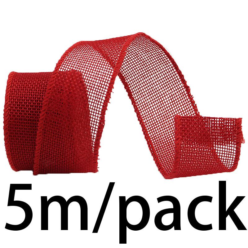 (5 meters/pack) 40mm color linen fabric iron wire edge ribbon gift box packaging ribbon festival decoration handmade DIY