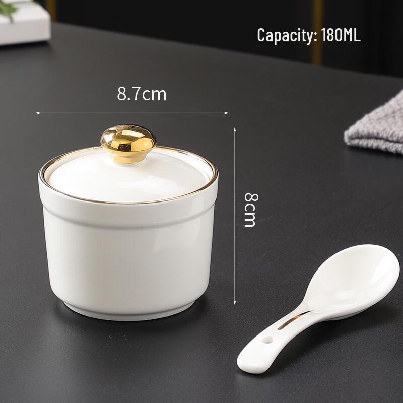 Zhaoran 3.5-inch Gold Rim Ceramic Stew Bowl