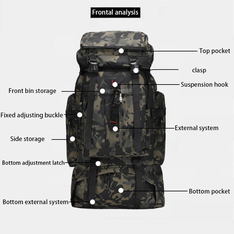 Large Backpack Oxford Cloth Waterproof Backpack Liters Travel Outdoor Camping Backpack