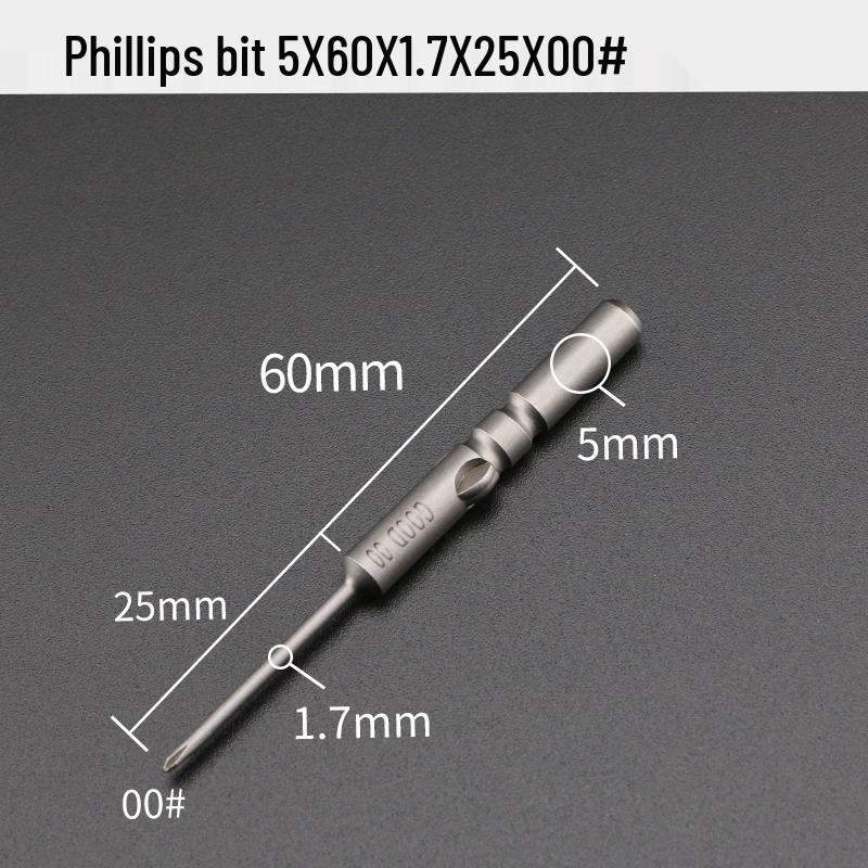 GOOD801 Electric Phillips Head Screwdriver Bit, 5mm Shank, 3mm Magnetic, 60mm Length