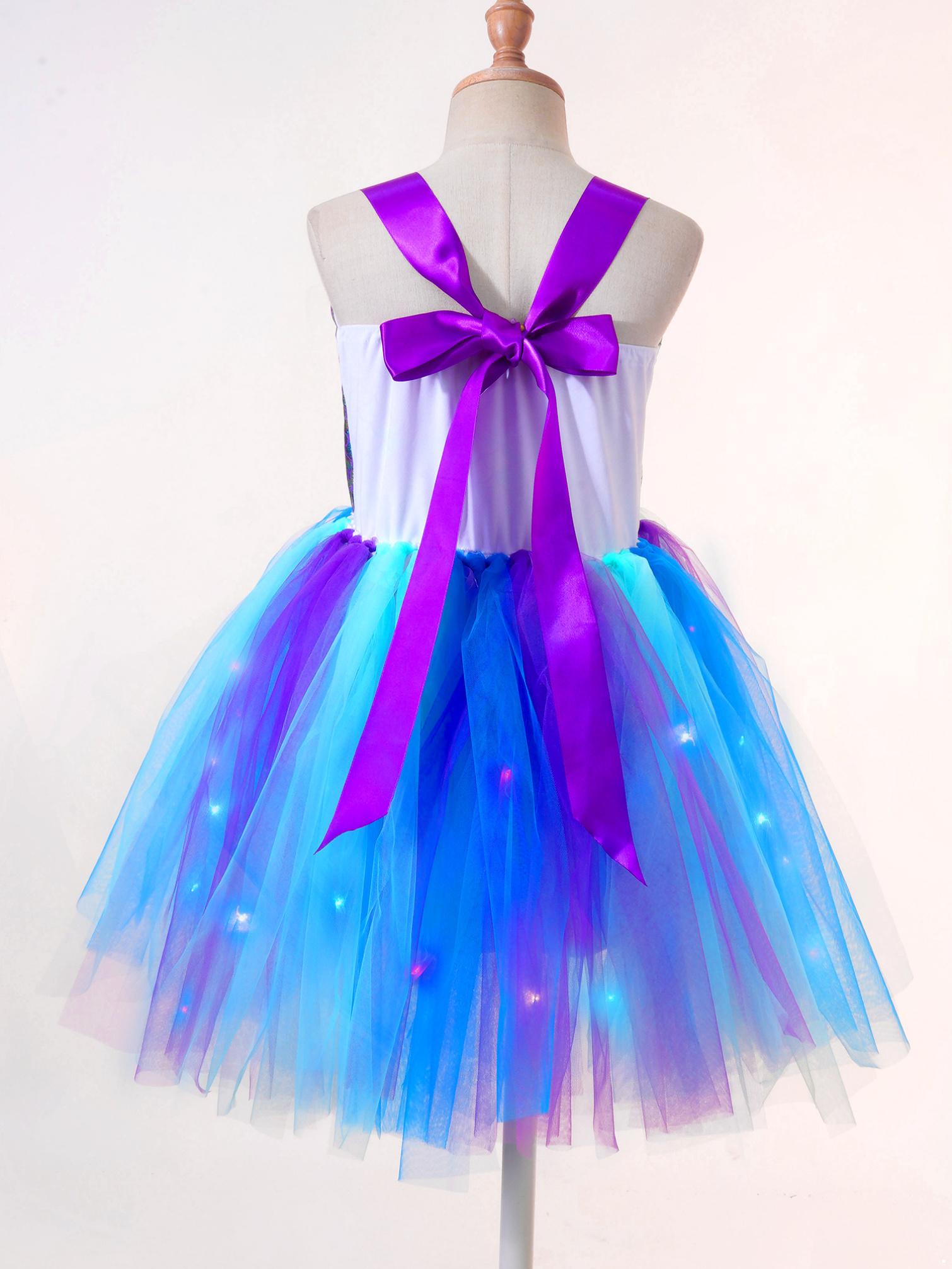 ZKomoL Meerjungfrau-Kleid Für Mädchen 3-10 Jahre - Mit Stirnband, Halskette & Ohrringen, Für Karneval & Party