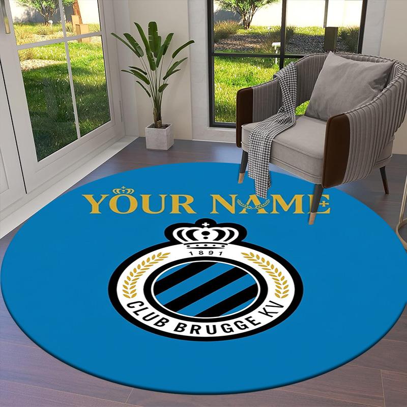 Club Brugge Kv Crest Custom Name Round Area Rug Carpet Rug For Living Room Bedroom Sofa Playroom Decor Nonslip Floor Mat