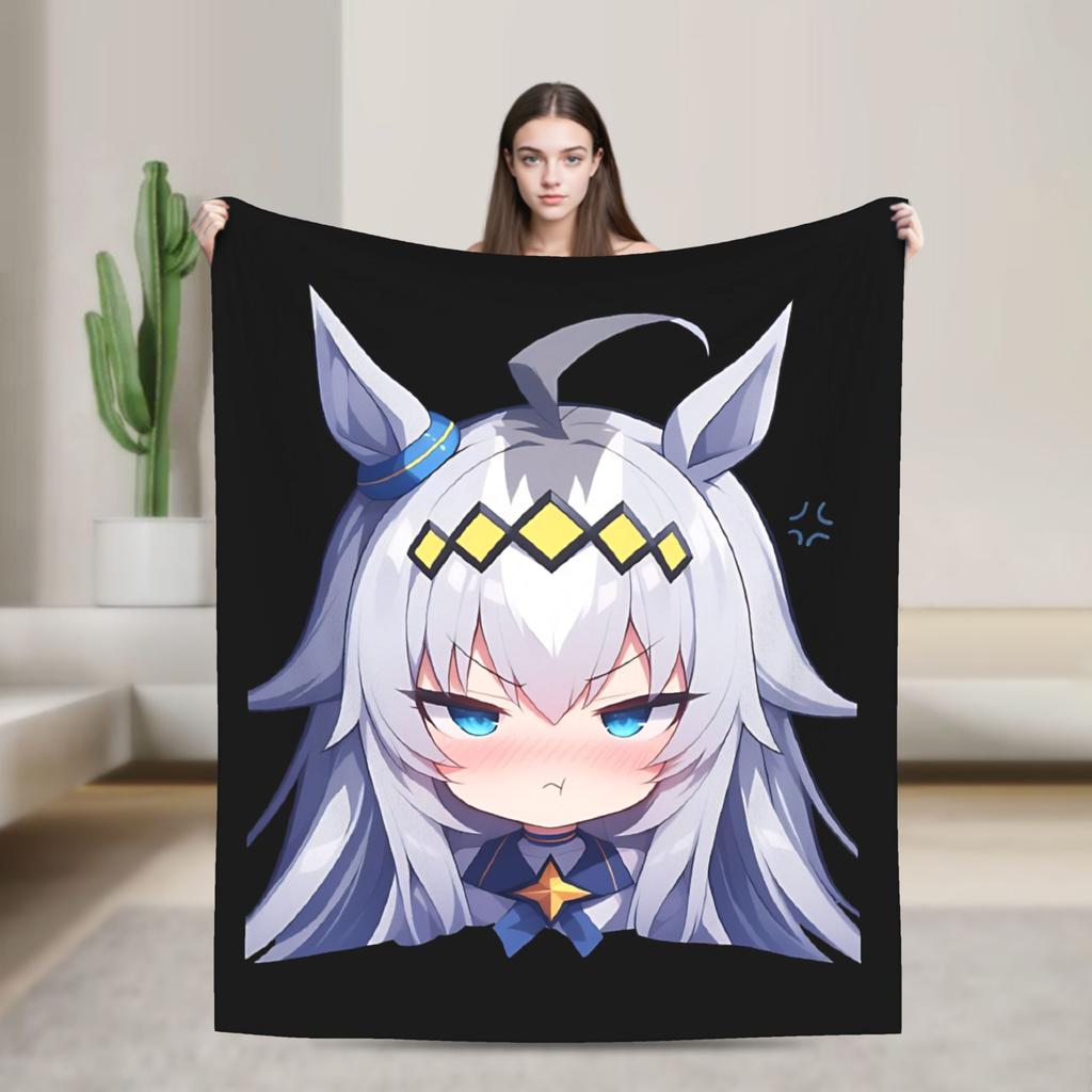 Soft BlanketKids Decorative Oguri Cap Uma Musume Bedding Throws Flannel Bedspread For Couch Chair Aesthetic Sofa Bed Cover