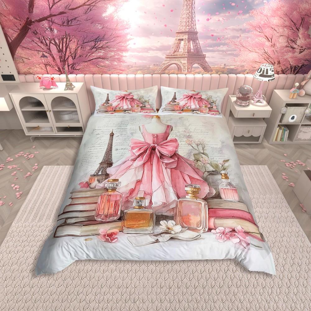 

Homewish Cartoon Ribbon Bow Duvet Cover Set for Kids,Pink Dreamy Butterfly Bedding Set,Princess Love Heart Bed Set DE XS 100x135cm 2pcs&set