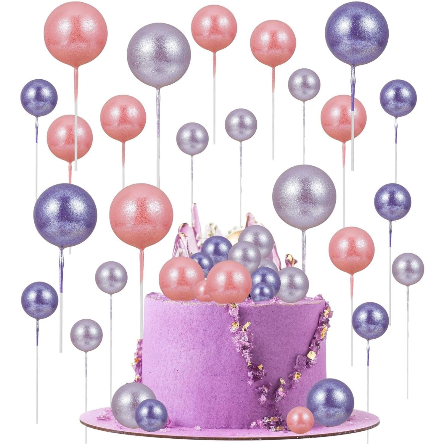 

30Pcs Balls Cake Topper Pearl Ball Shaped Cupcake Insert Cake Topper for Baby Shower Wedding Anniversary Kids Birthday Supplies