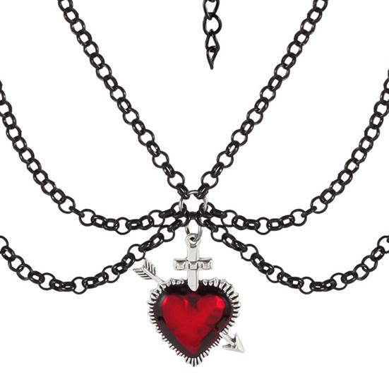 Gotisk Halskjede Kvinner Halloween Halskjede Svart Måne Anheng med Flerlags Metallkjeder Perler Flaggermus Choker Halskjede for Cosplay Kostymefest