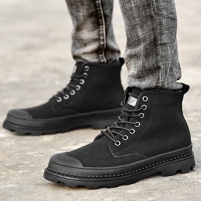 Tendance Bottes Homme à lacets montantes Baskets Mode Extérieure chaudes en peluche Chaussures Punk Pour Homme Décontractées en Cuir Bottines de Rue Cheville Homme