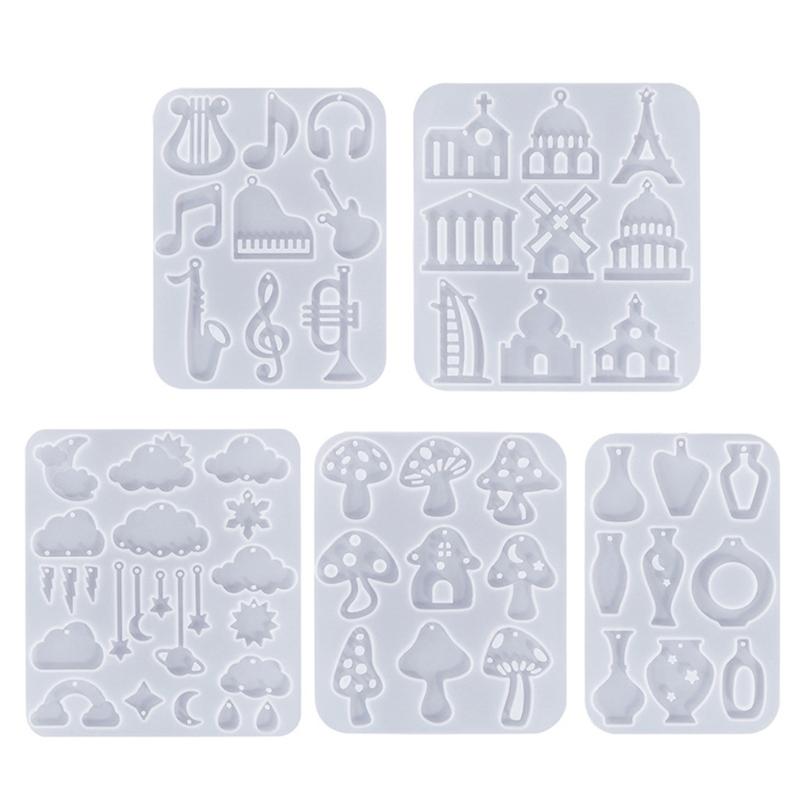 Crystal Resin Silicone Mold Geometric Mushroom Cloud Shaped Pendant Molds for Earrings Listing Ornament Making Charm DIY